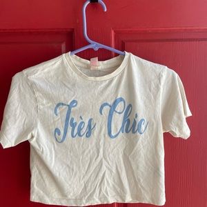 Forever 21 Girls white and blue “Tres Chic” Tshirt